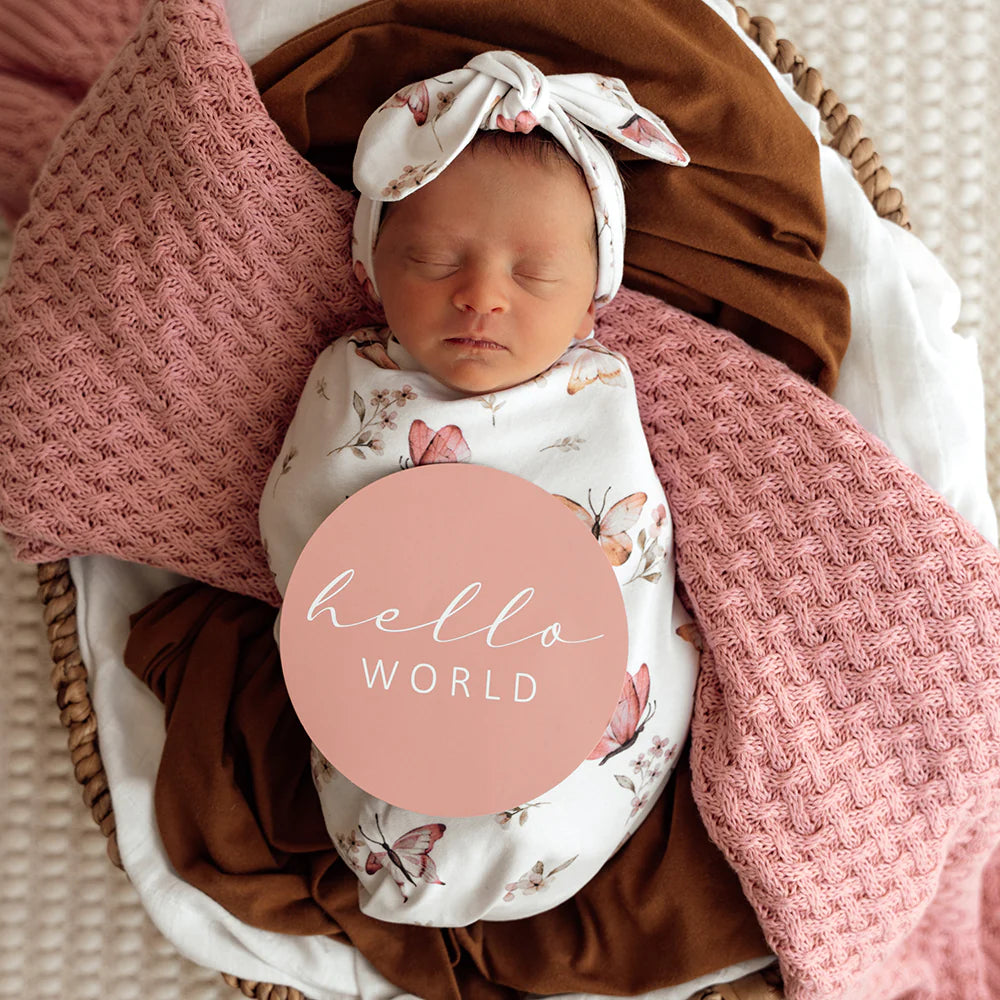 Organic Snuggle Swaddle & Topknot Set - Butterfly