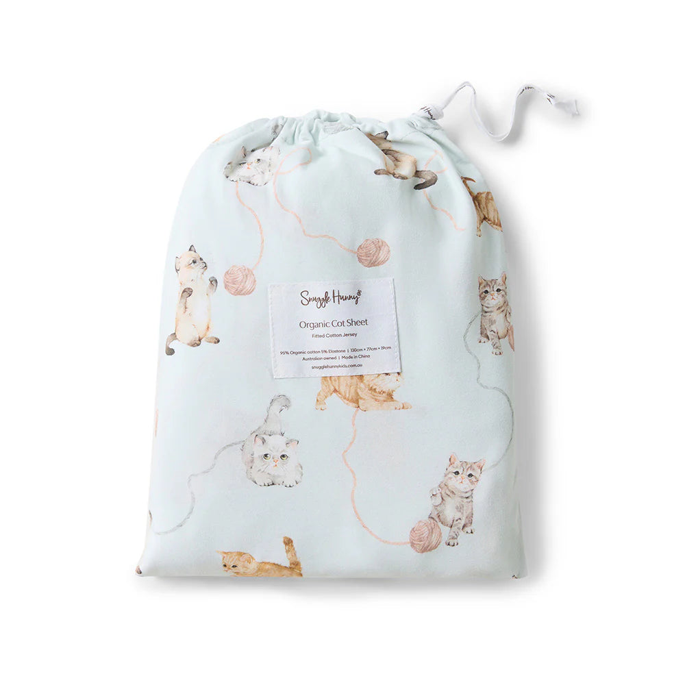 Organic Fitted Cot Sheet - Kittens