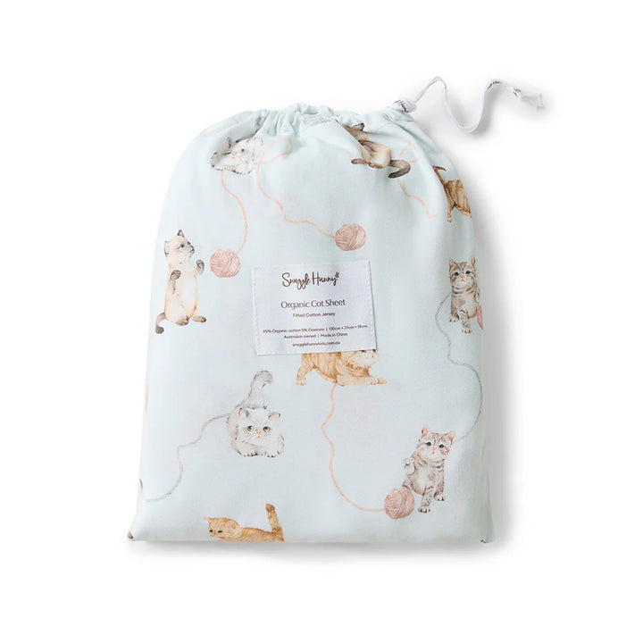 Organic Fitted Cot Sheet - Kittens