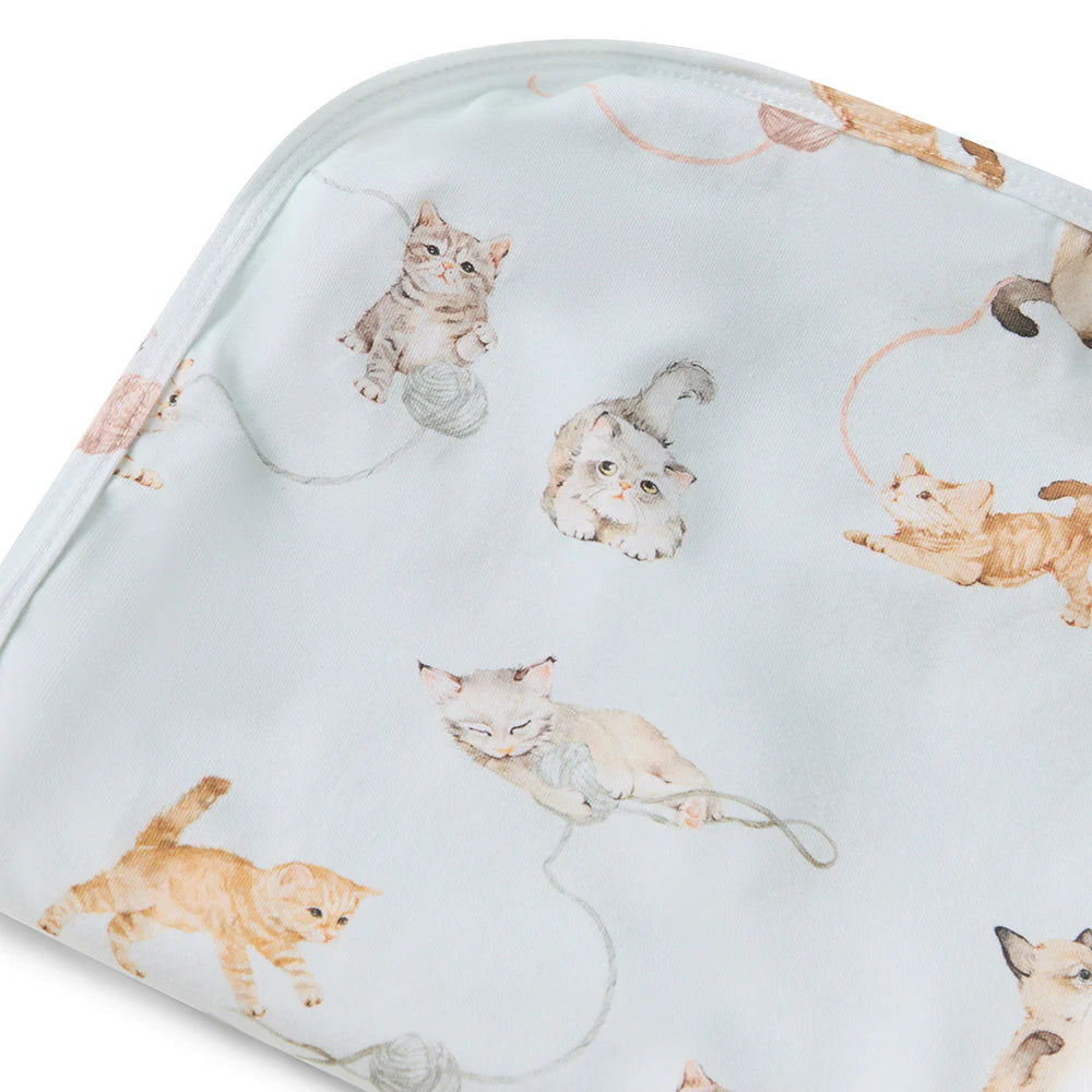 Organic Jersey Wrap & Beanie Set - Kittens