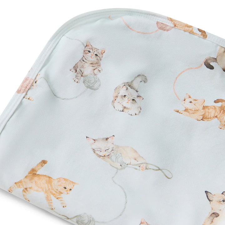 Organic Jersey Wrap & Beanie Set - Kittens