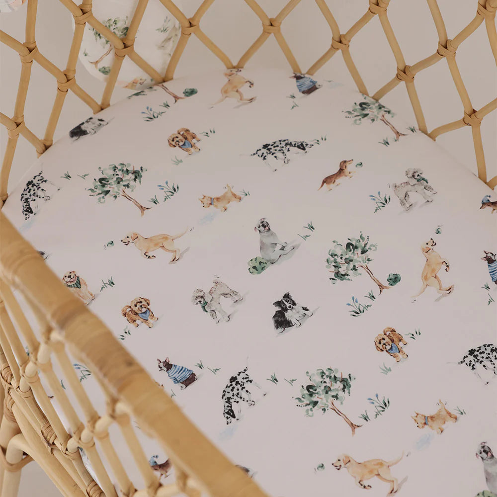 Bassinet Sheet / Change Pad Cover Dog Park