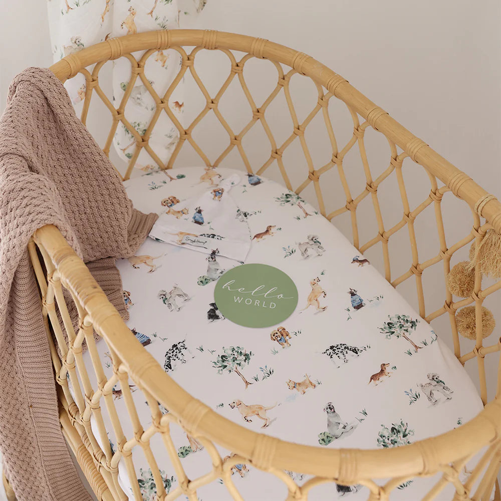 Bassinet Sheet / Change Pad Cover Dog Park