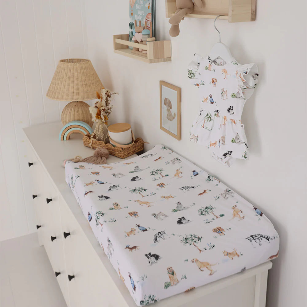 Bassinet Sheet / Change Pad Cover Dog Park