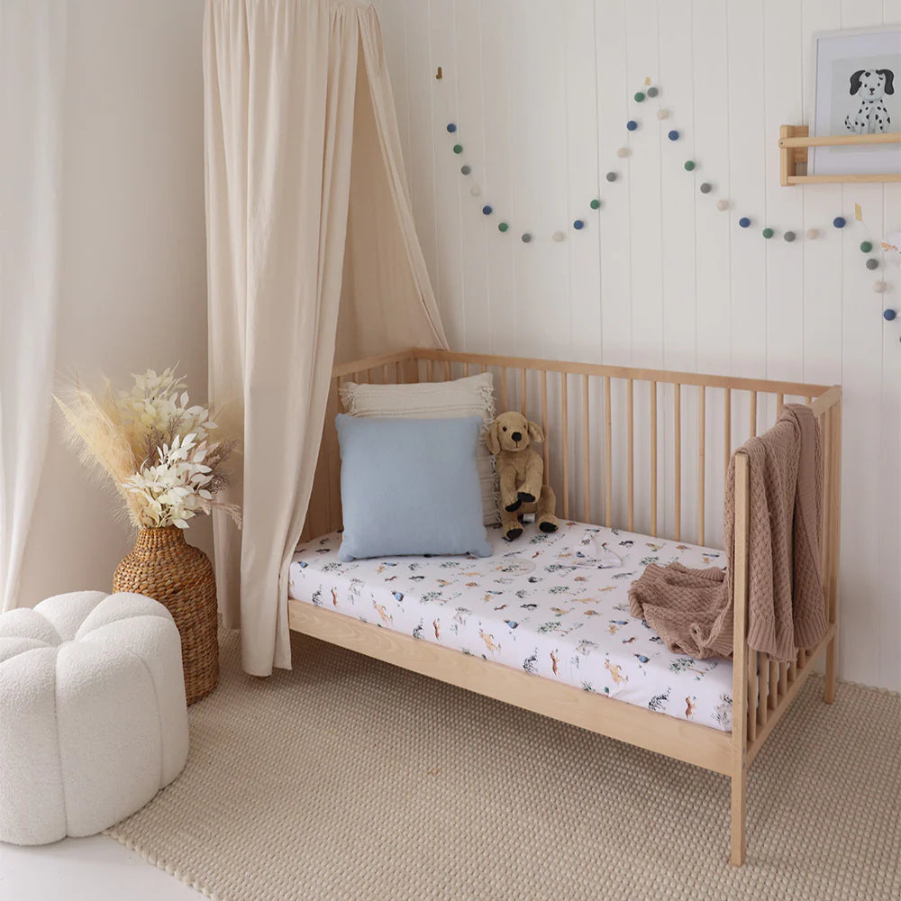 Organic Fitted Cot Sheet - Dog Park