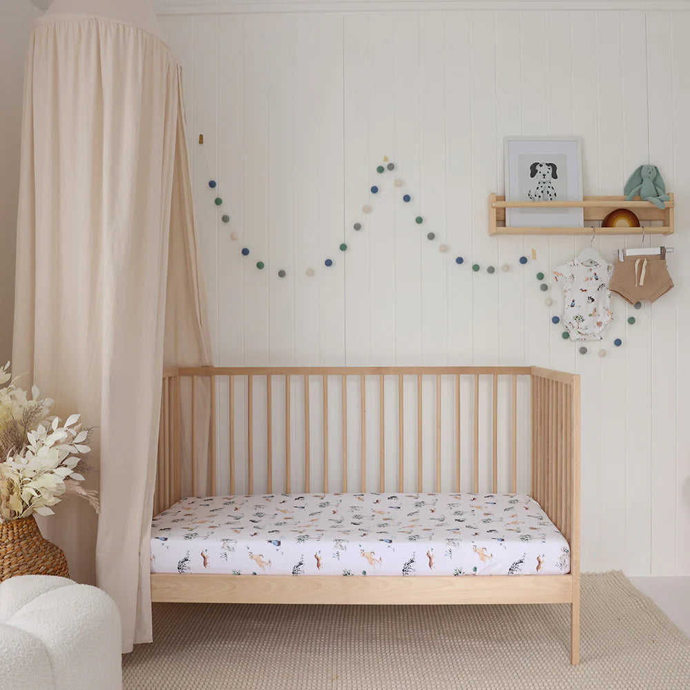 Organic Fitted Cot Sheet - Dog Park