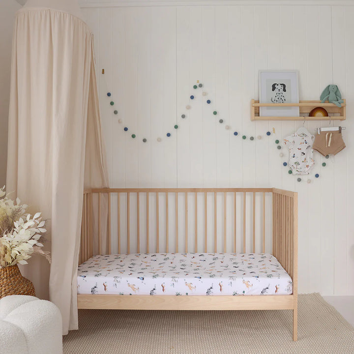 Organic Fitted Cot Sheet - Dog Park