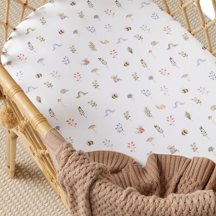 Bassinet Sheet / Change Pad Cover Garden Friends