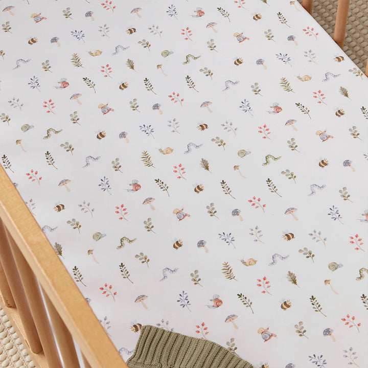 Organic Fitted Cot Sheet - Garden Friends