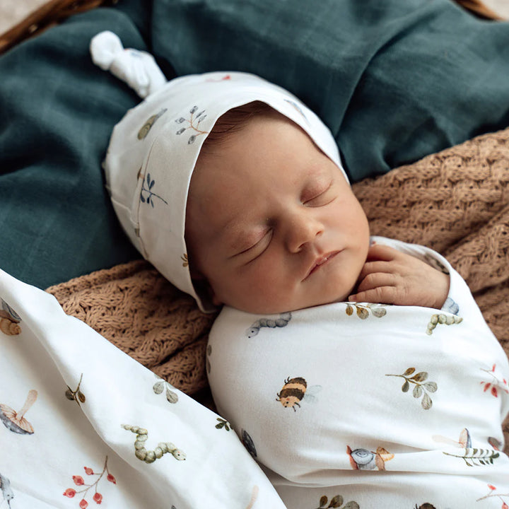 Baby Jersey Wrap & Beanie Set - Garden Friends