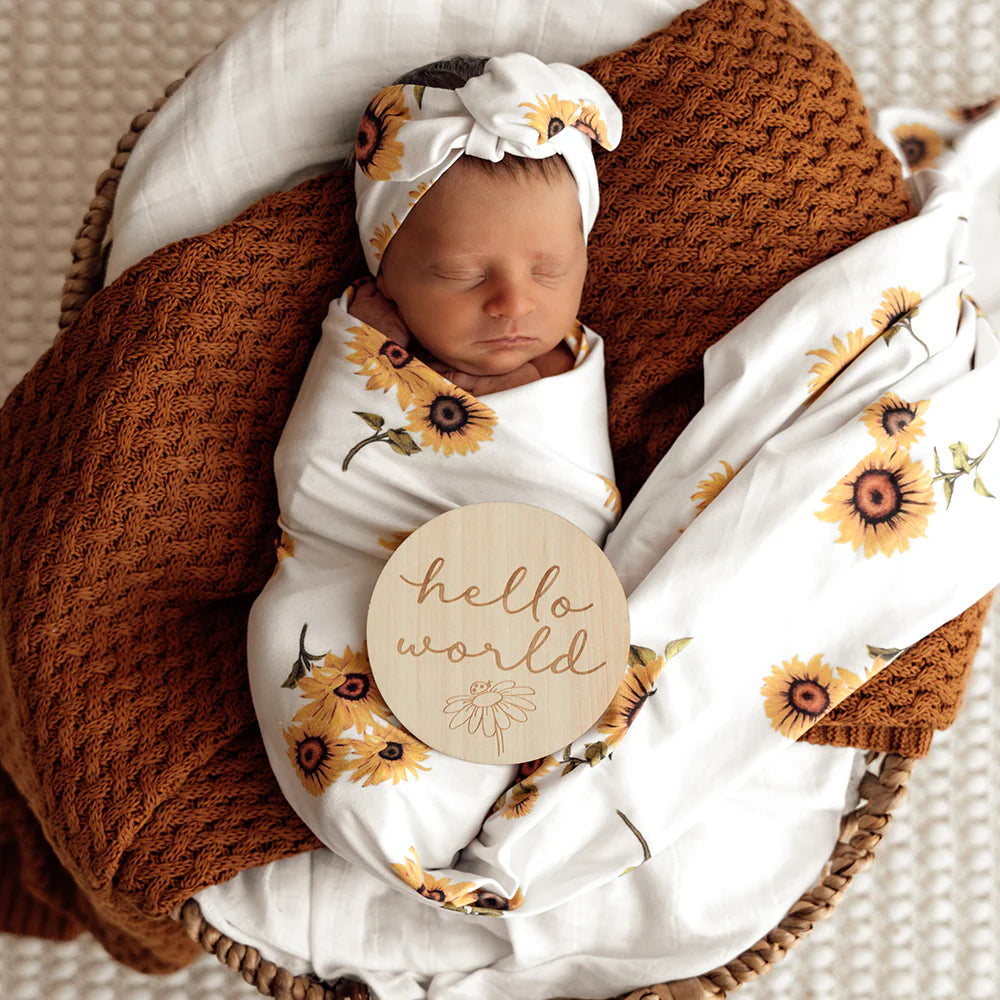 Baby Jersey Wrap & Topknot Set - Sunflower