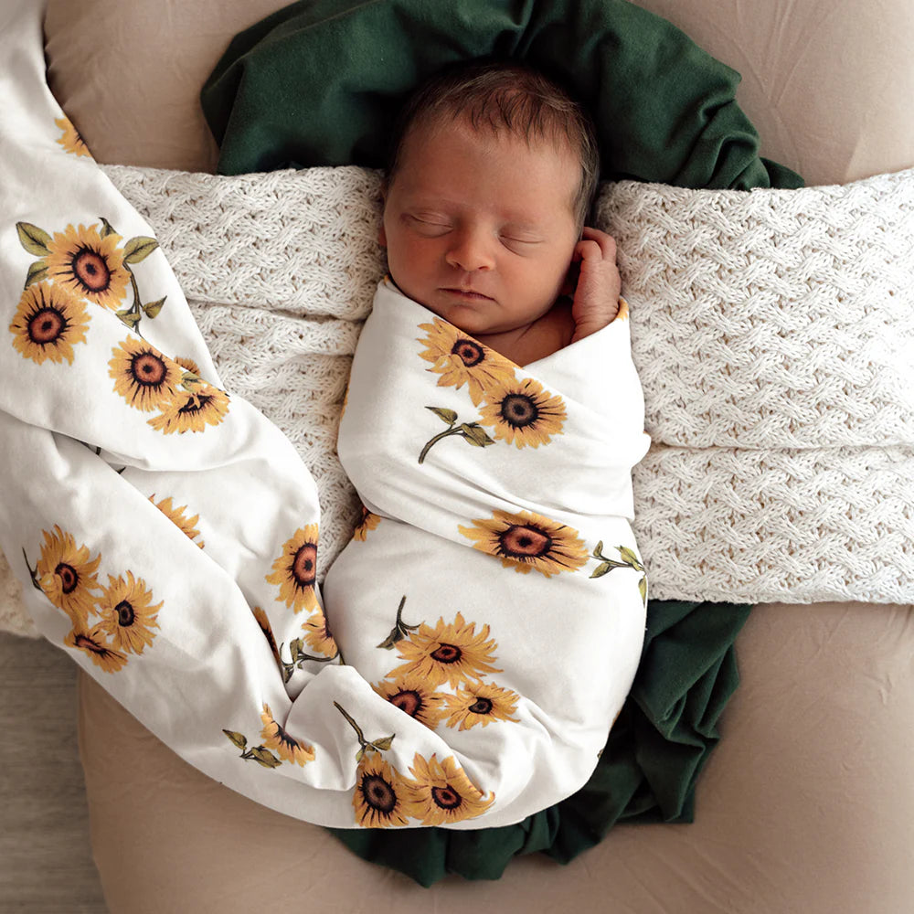 Baby Jersey Wrap & Topknot Set - Sunflower