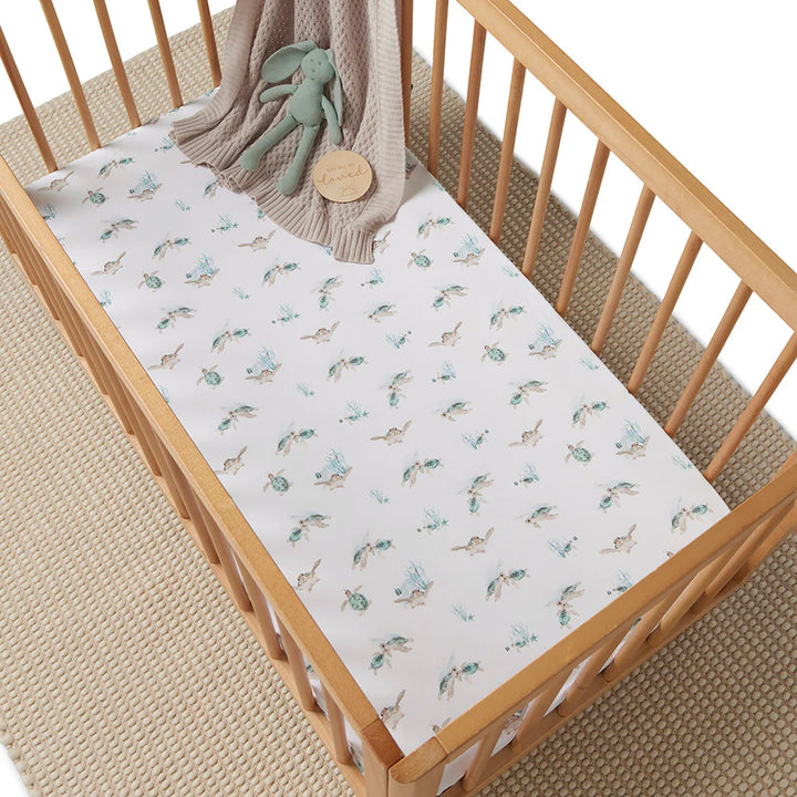 Snuggle Hunny Organic Fitted Cot Sheet - Turtle
