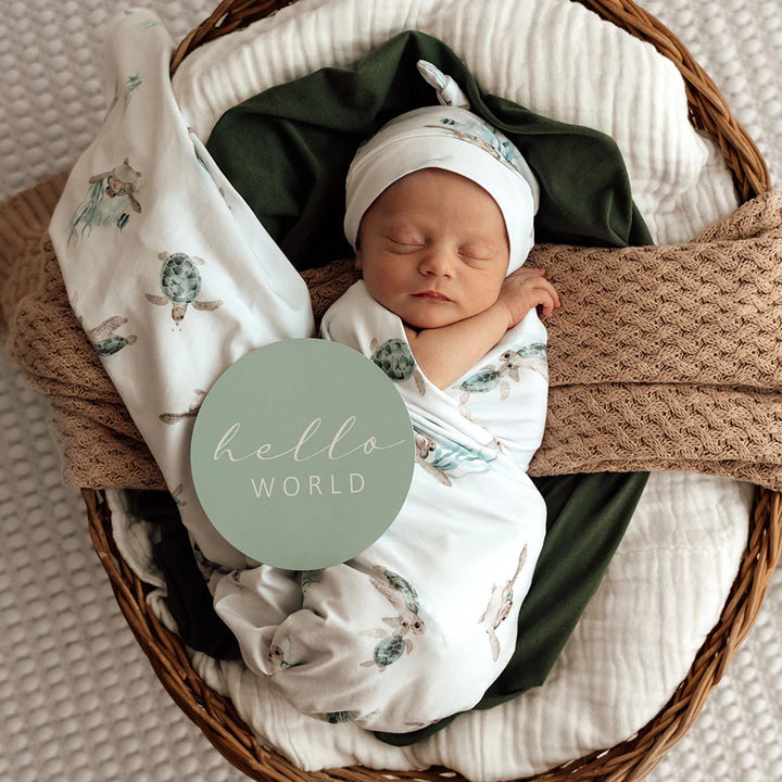 Baby Jersey Wrap & Beanie Set Turtle