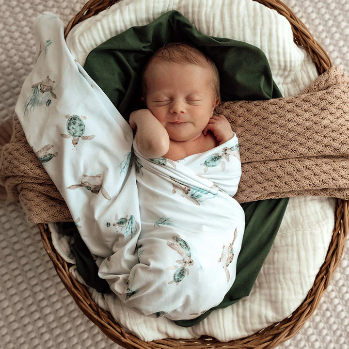 Baby Jersey Wrap & Beanie Set Turtle