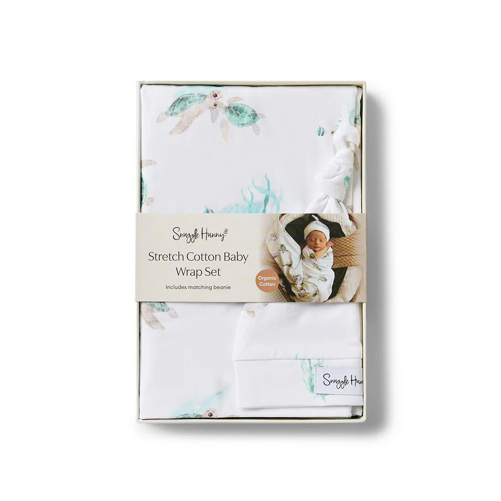 Baby Jersey Wrap & Beanie Set Turtle
