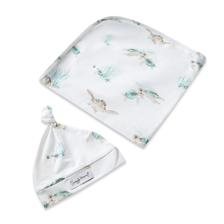 Baby Jersey Wrap & Beanie Set Turtle