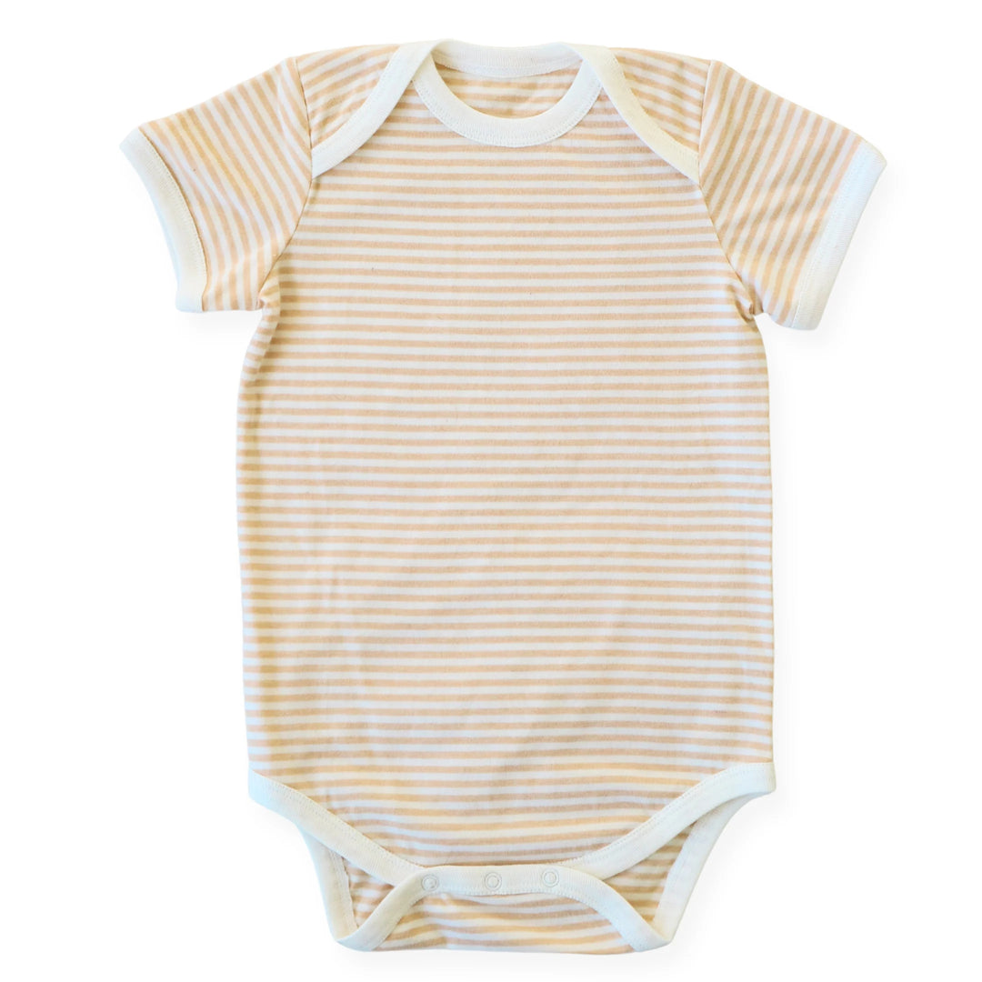 Fibre For Good Organic Cotton Stripe Jersey Bodysuit - Brown/Natural