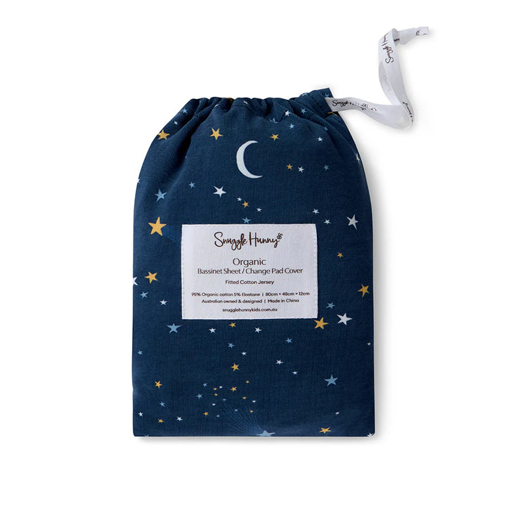Snuggle Hunny Organic Bassinet Sheet / Change Pad Cover -  Starry Night