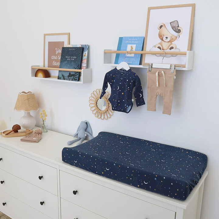 Snuggle Hunny Organic Bassinet Sheet / Change Pad Cover -  Starry Night