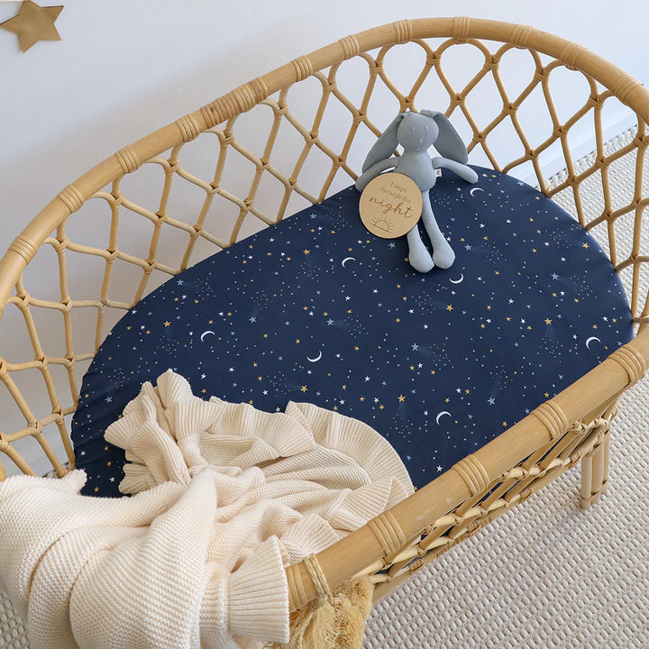 Snuggle Hunny Organic Bassinet Sheet / Change Pad Cover -  Starry Night