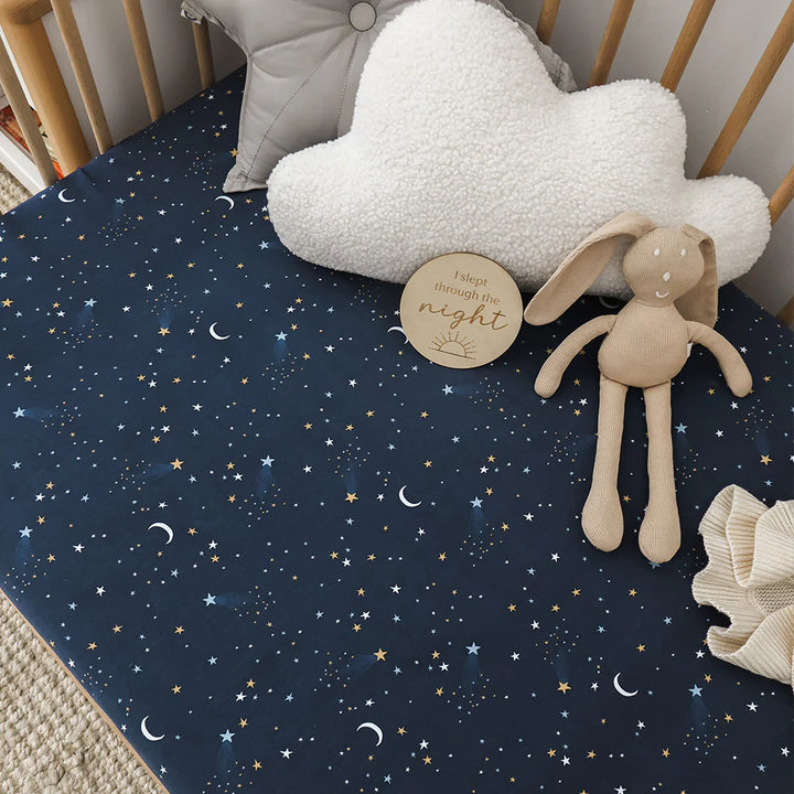 Snuggle Hunny Organic Fitted Cot Sheet - Starry Night