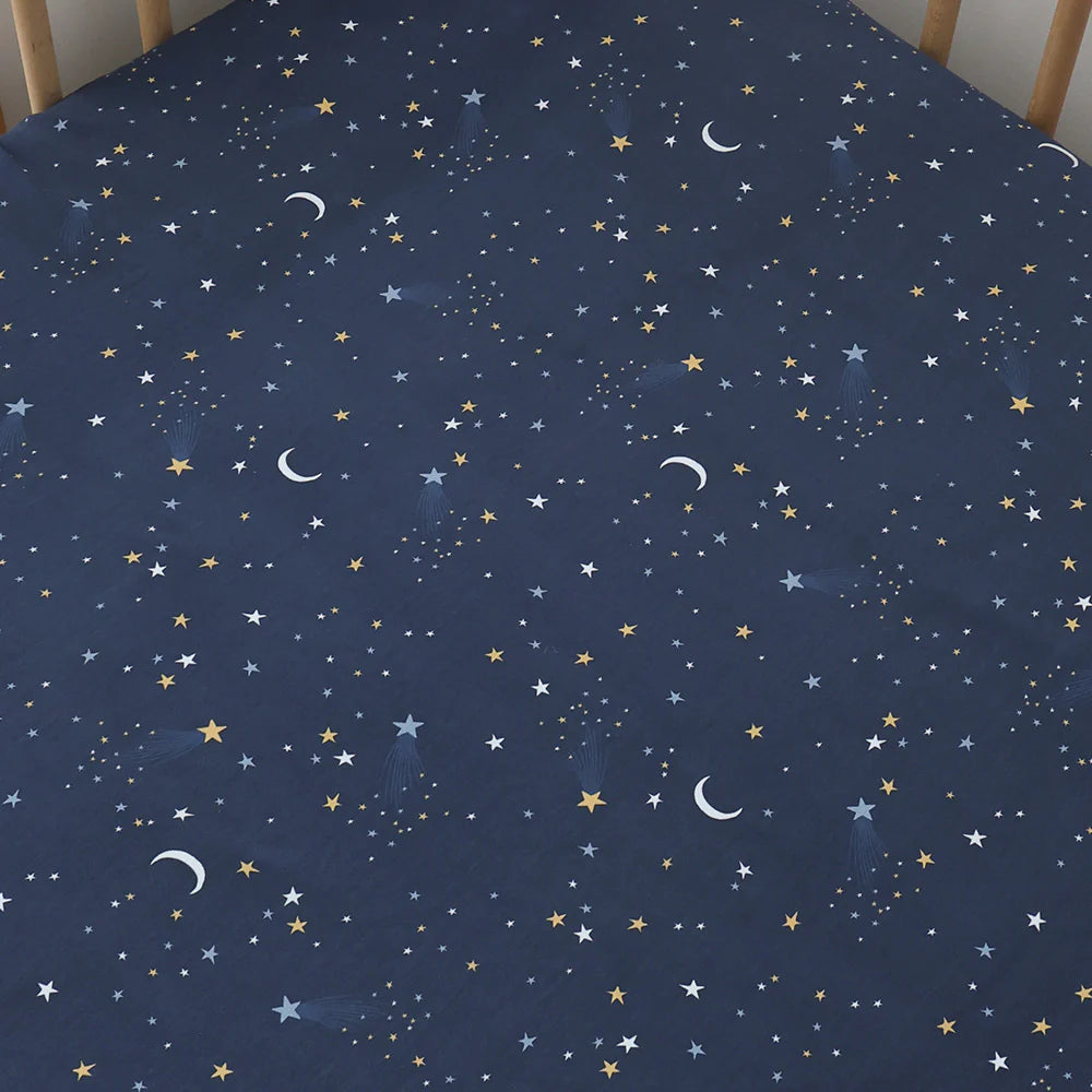 Snuggle Hunny Organic Fitted Cot Sheet - Starry Night