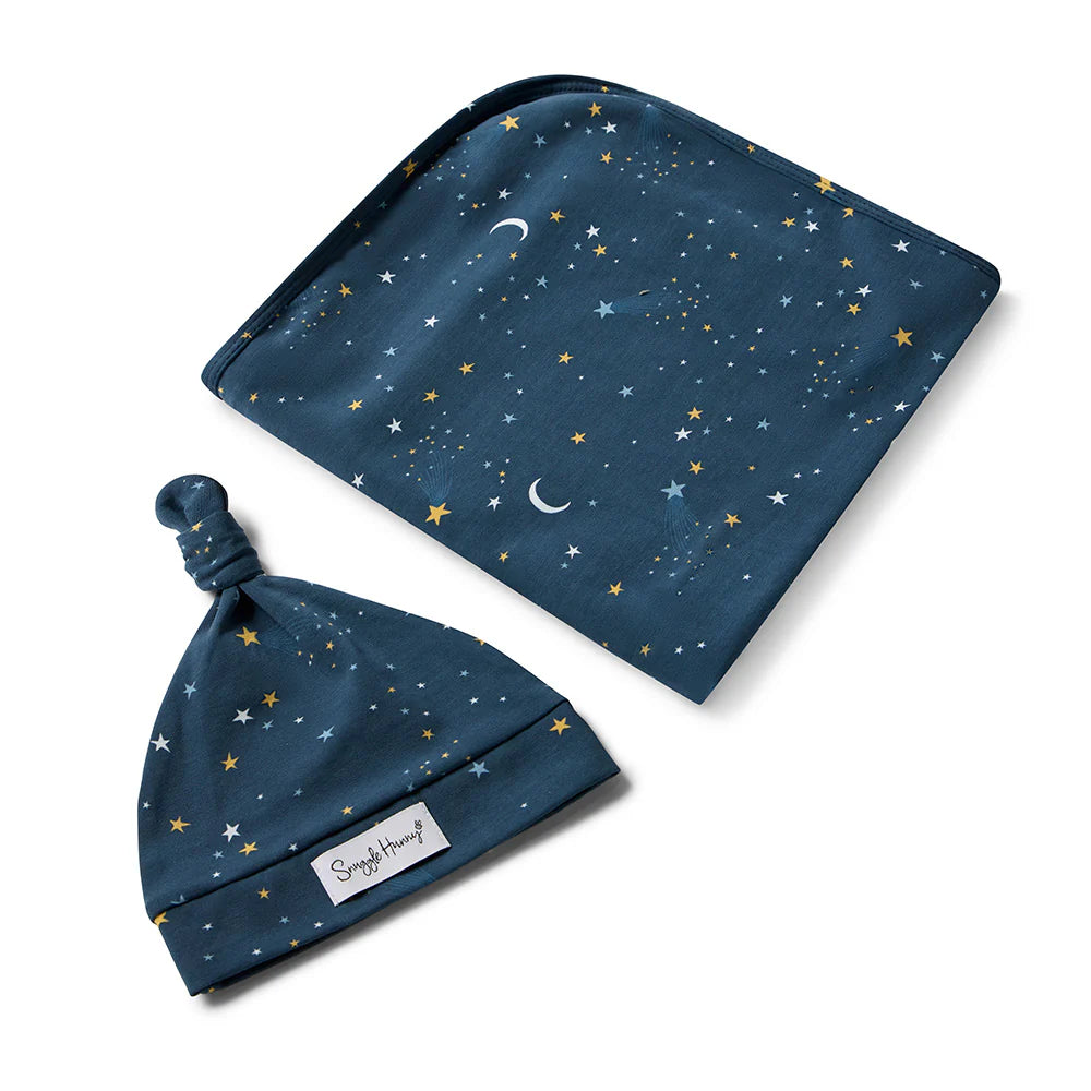 Snuggle Hunny Organic Jersey Wrap & Beanie Set - Starry Night
