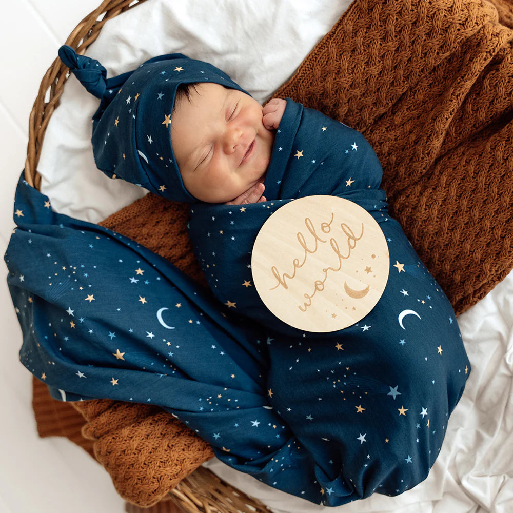 Snuggle Hunny Organic Jersey Wrap & Beanie Set - Starry Night