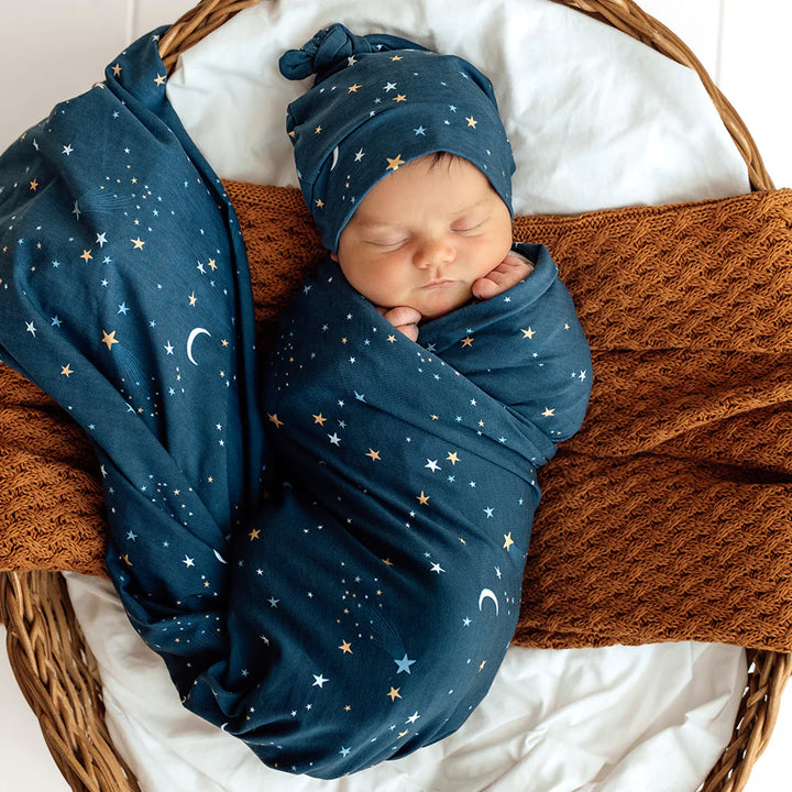Snuggle Hunny Organic Jersey Wrap & Beanie Set - Starry Night