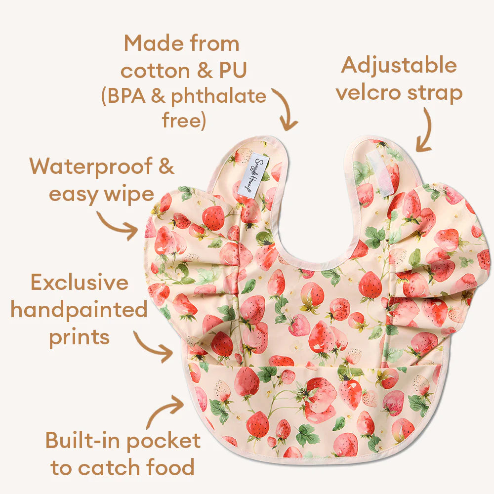 Snuggle Bib Waterproof Strawberry Frill