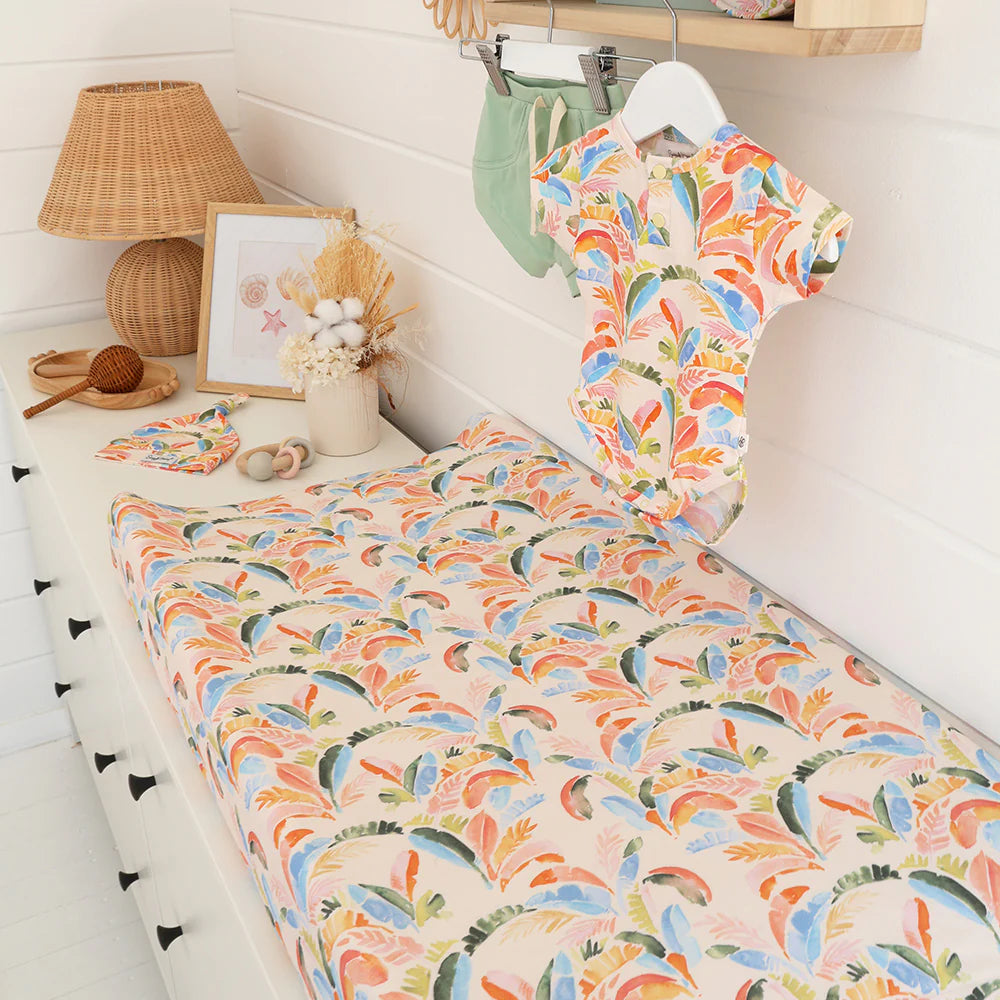 Bassinet Sheet / Change Pad Cover - Summer Palm