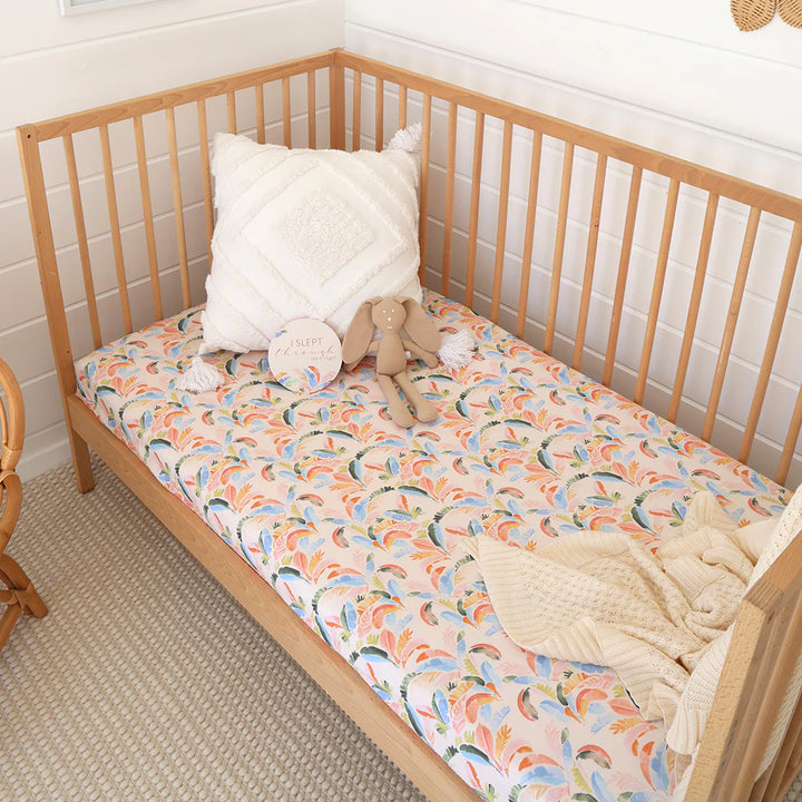 Fitted Cot Sheet - Summer Palm