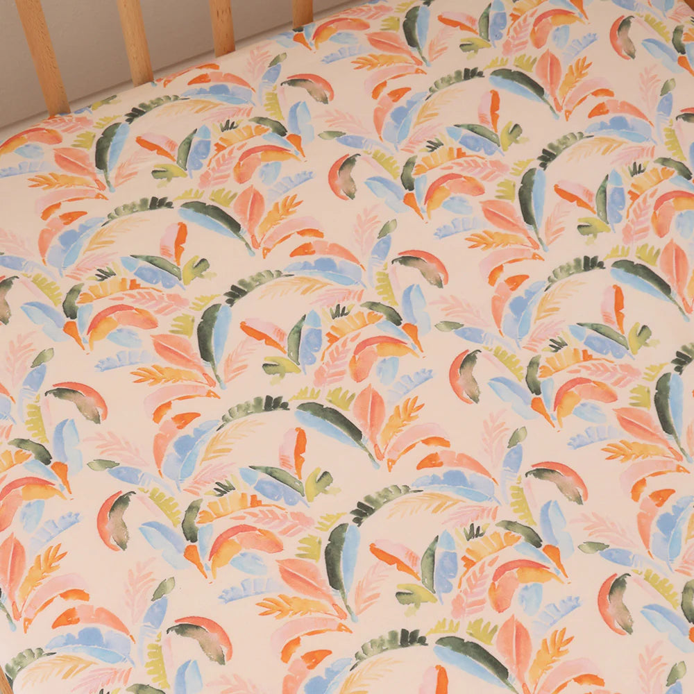 Fitted Cot Sheet - Summer Palm