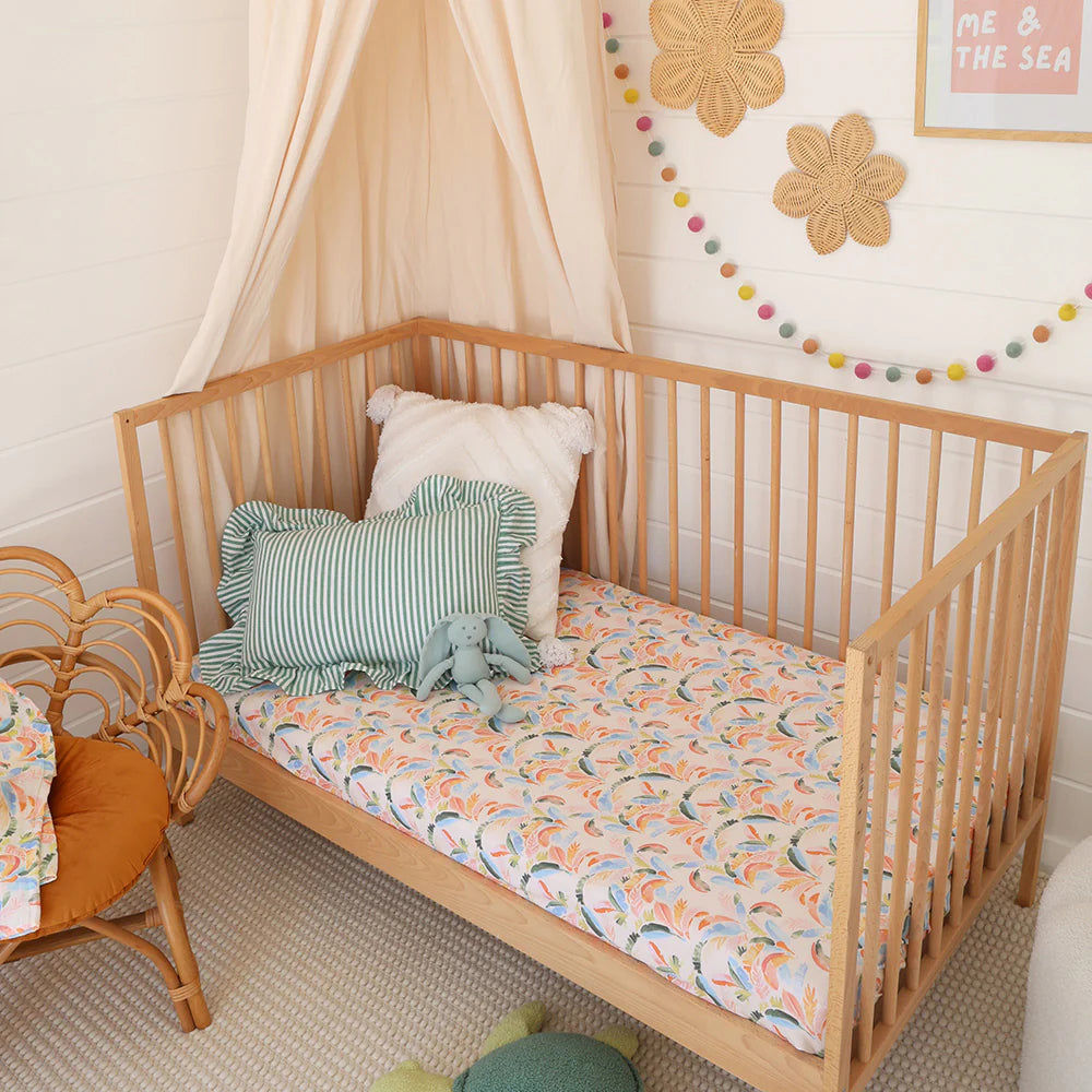 Fitted Cot Sheet - Summer Palm