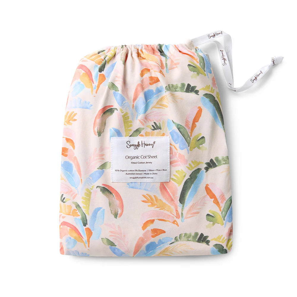 Fitted Cot Sheet - Summer Palm