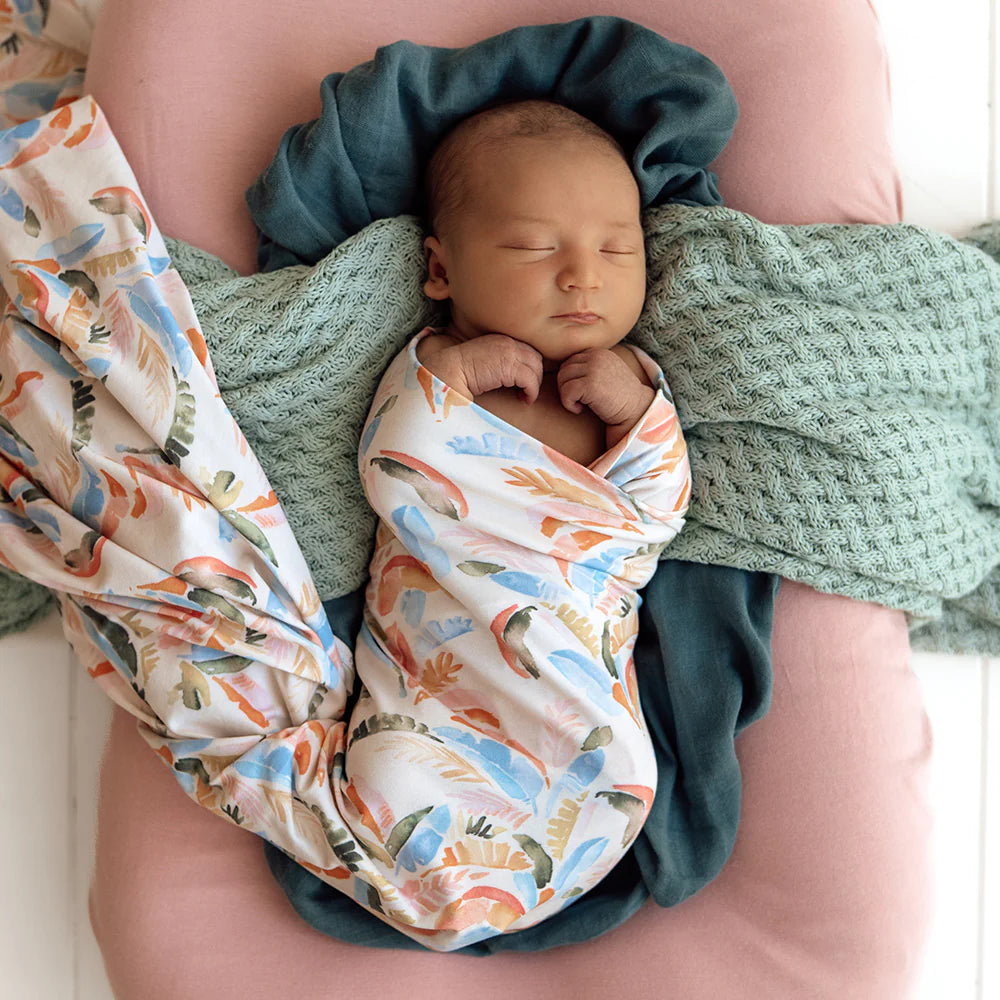 Baby Jersey Wrap & Topknot Set - Summer Palm