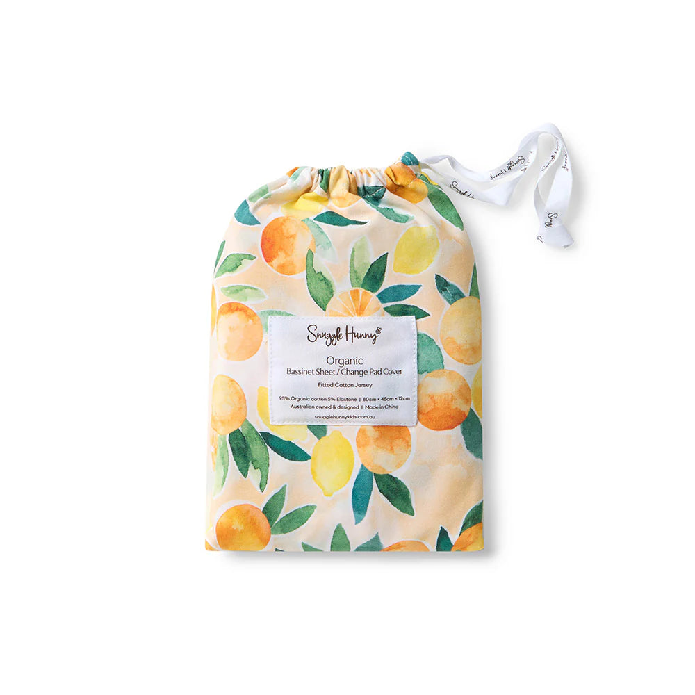 Organic Bassinet Sheet / Change Pad Cover - Sunny Citrus