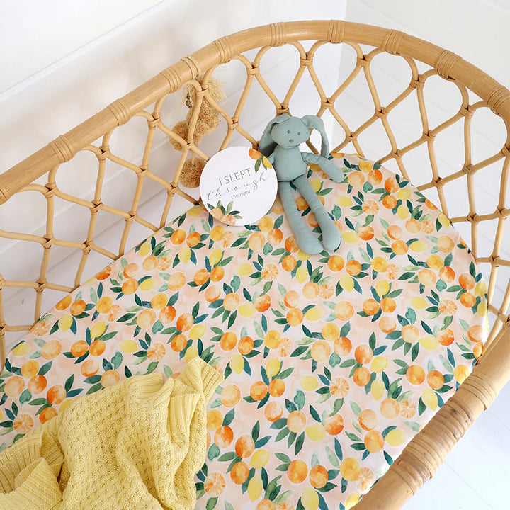Organic Bassinet Sheet / Change Pad Cover - Sunny Citrus