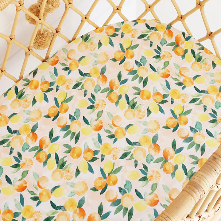 Organic Bassinet Sheet / Change Pad Cover - Sunny Citrus