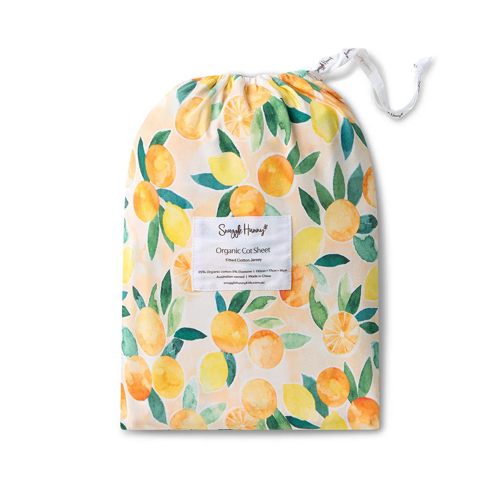 Organic Fitted Cot Sheet - Sunny Citrus