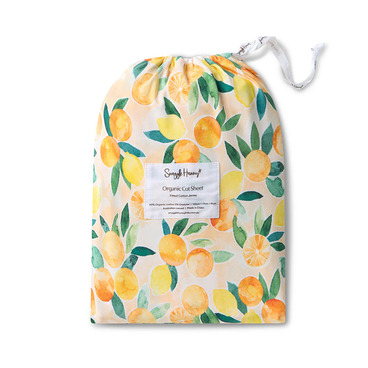Organic Fitted Cot Sheet - Sunny Citrus