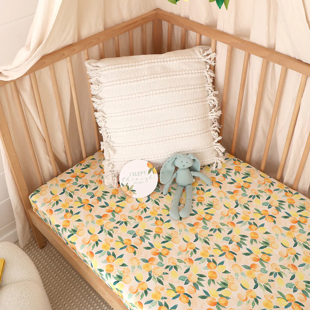 Organic Fitted Cot Sheet - Sunny Citrus