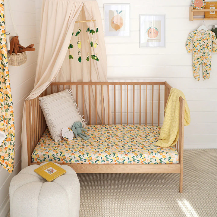 Organic Fitted Cot Sheet - Sunny Citrus