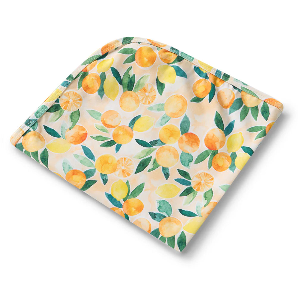 Organic Jersey Wrap & Beanie Set - Sunny Citrus