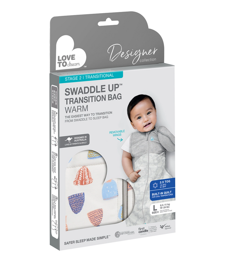 SWADDLE UP™ Transition Bag WARM 2.5T-White Happy Hats