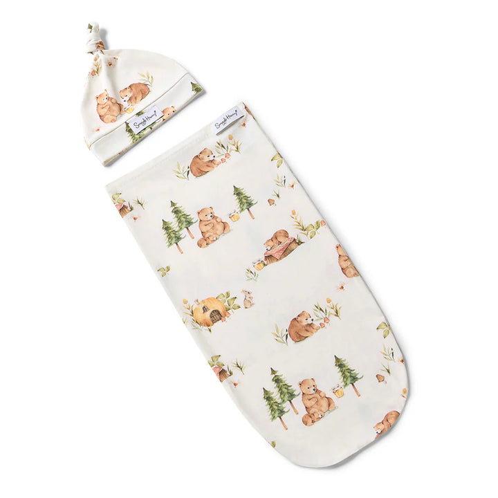 Organic Snuggle Swaddle & Beanie Set - Bears