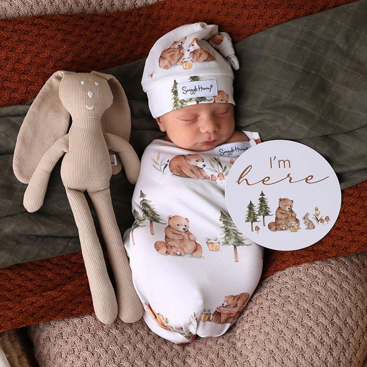 Organic Snuggle Swaddle & Beanie Set - Bears