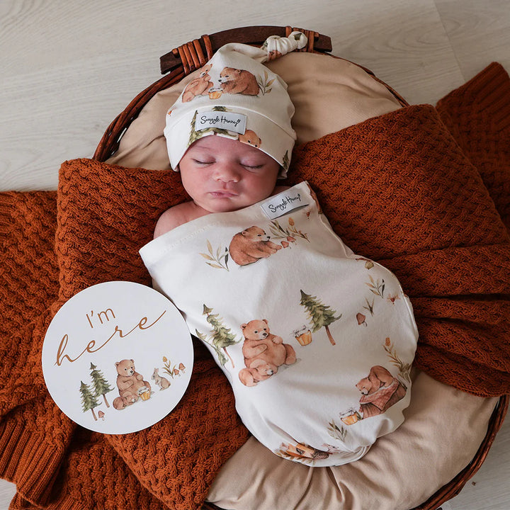Organic Snuggle Swaddle & Beanie Set - Bears