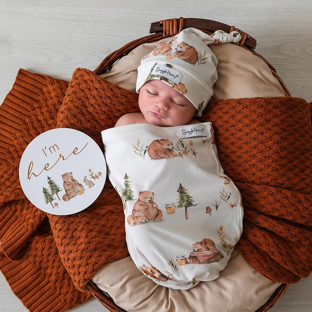 Organic Snuggle Swaddle & Beanie Set - Bears